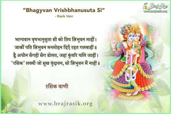 Bhagyvan Vrishbhanusuta Ko Tiy Tribhuvan Maahin - Shri Harirai Ji