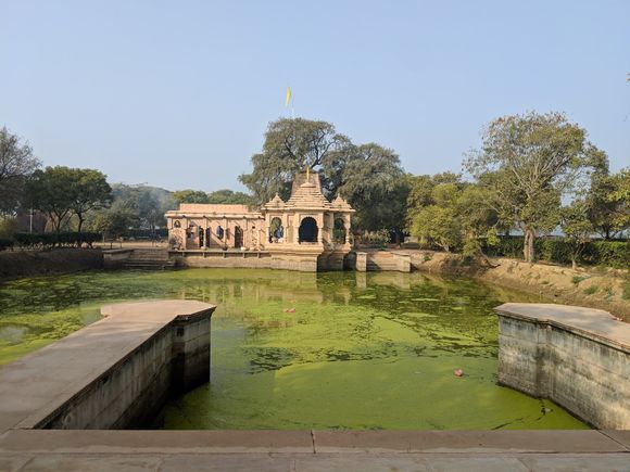 View of Vrinda Kund along with Vrinda Devi Temple.