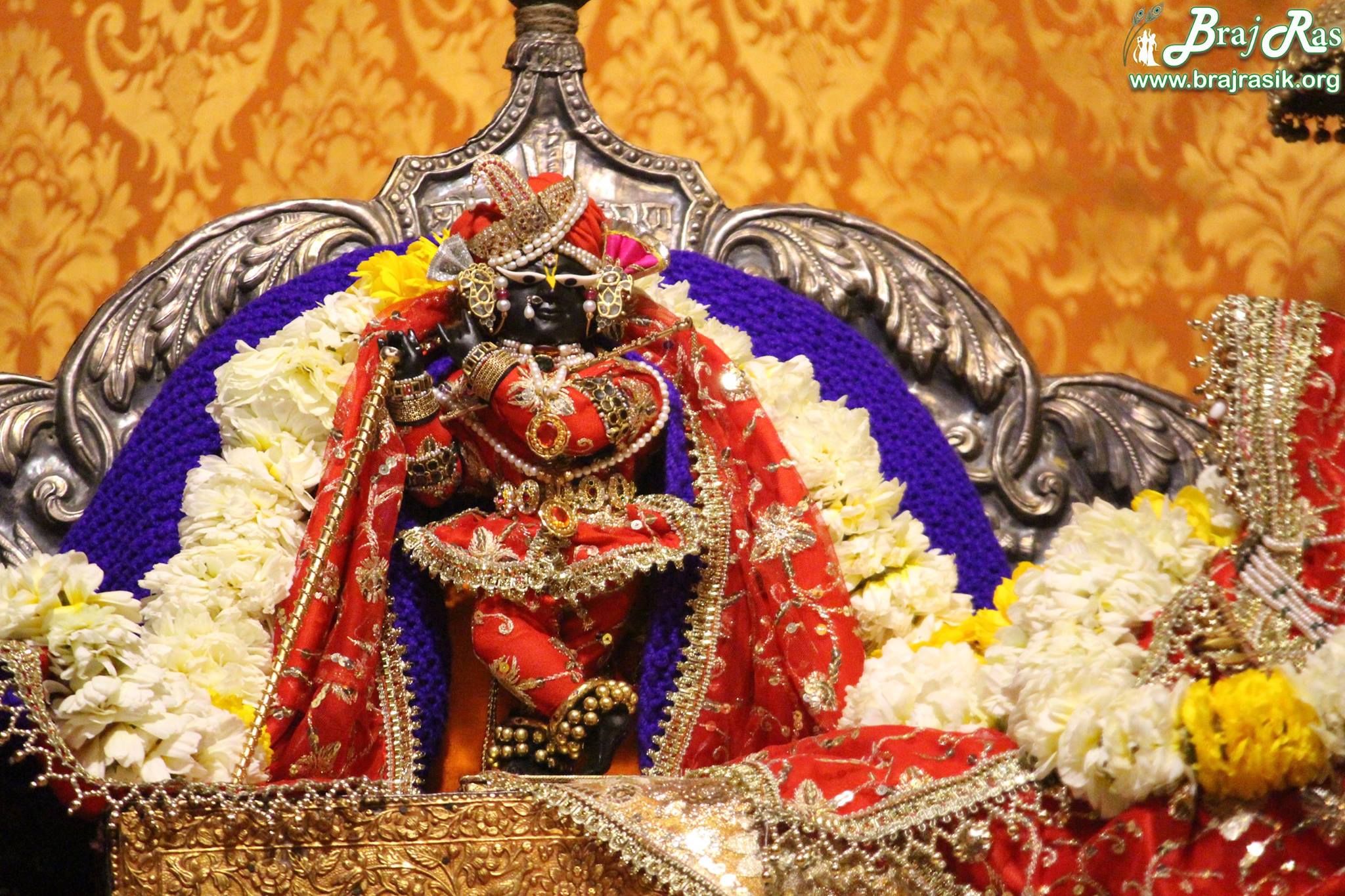 नारंगी पोशाक में श्री राधारमण जी के निकट दर्शन।
