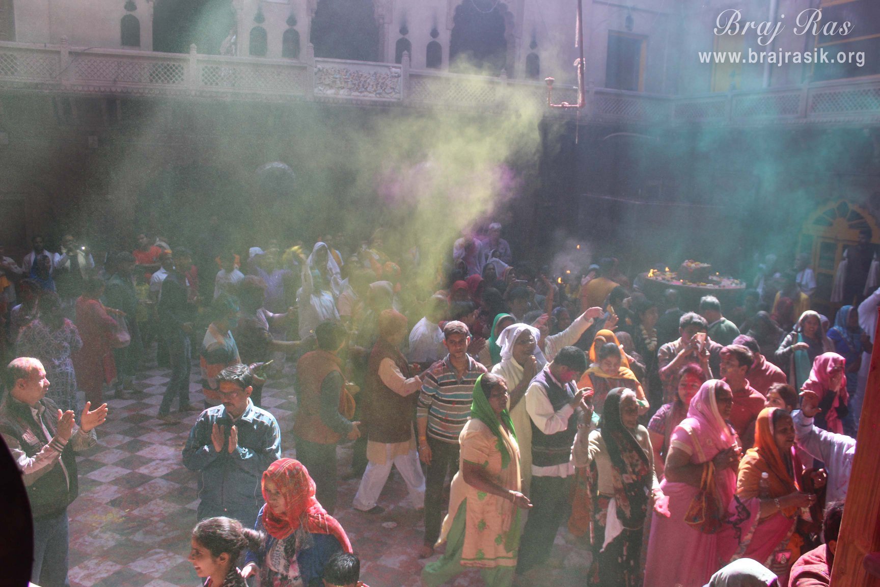 Holi utsav at courtyard of Shri Radhavallabh Temple 
