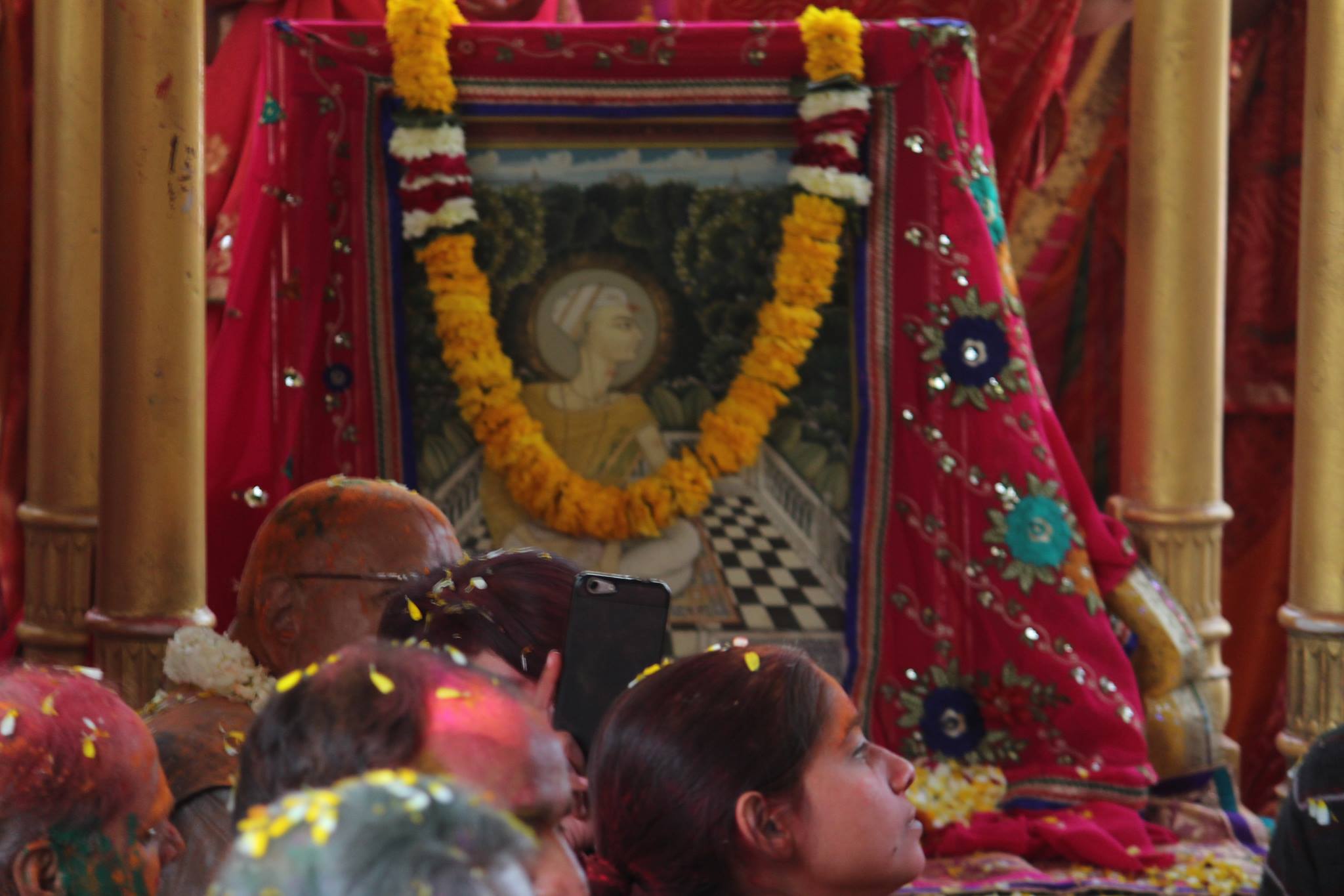 Ancient portrait of Shri Hit Harivansh Mahaprabhu inside Sewa Kunj