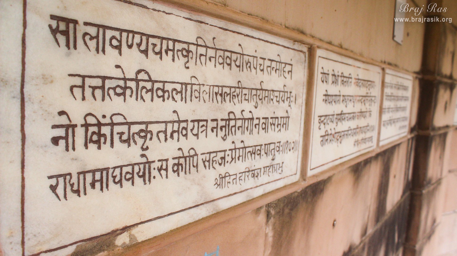 Shri Radha Sudha Nidhi verses written on the walls of Sewa Kunj