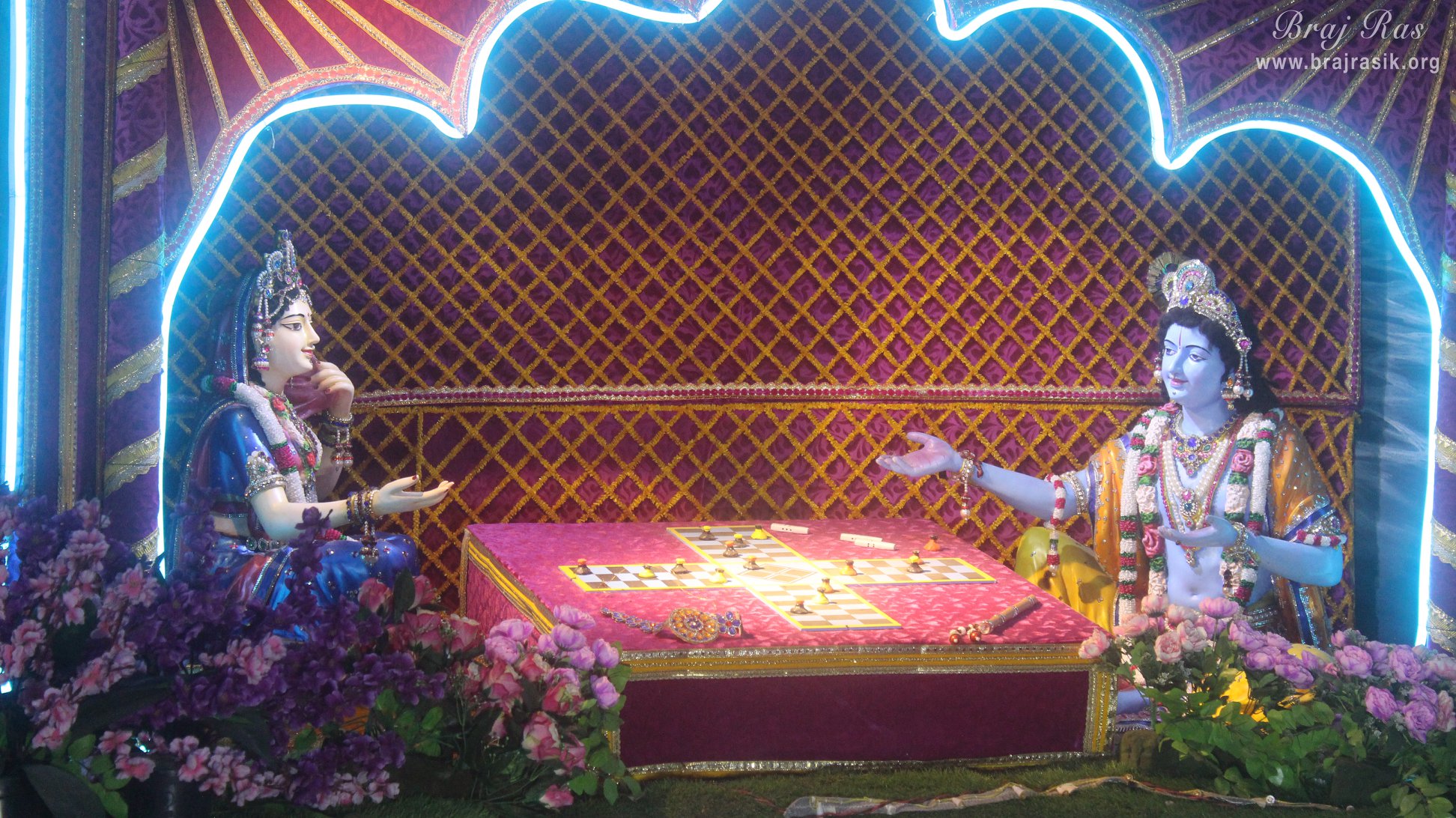 Chausar Leela Darshan from front in Prem Mandir