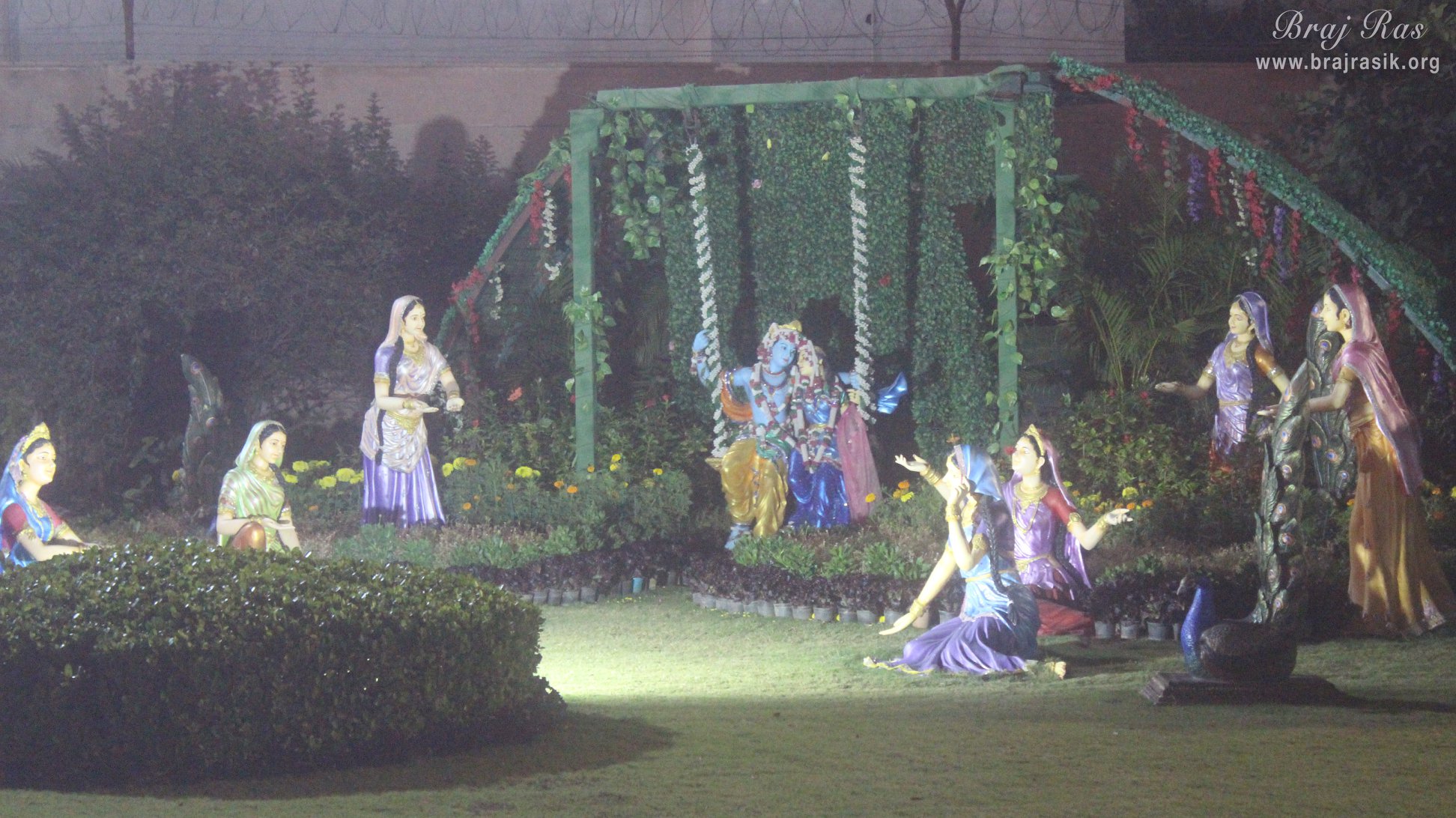 Distant Darshan of Jhulan Leela in evening in Prem Mandir