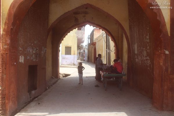 Gate from which Vasudev came with Krishna at midnight in Gokul Mahavan