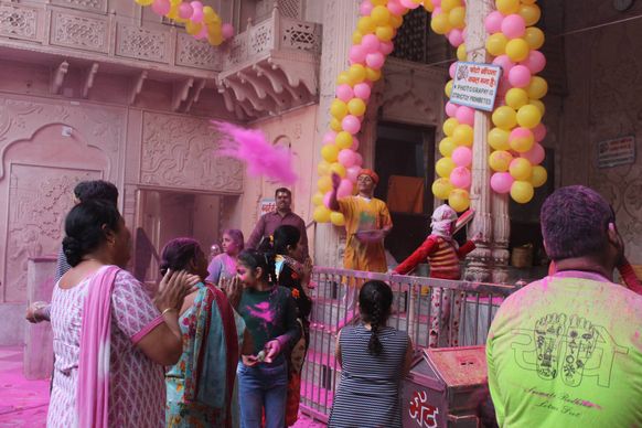 Holi moments at Shri Radha Damodar Temple, Vrindavan