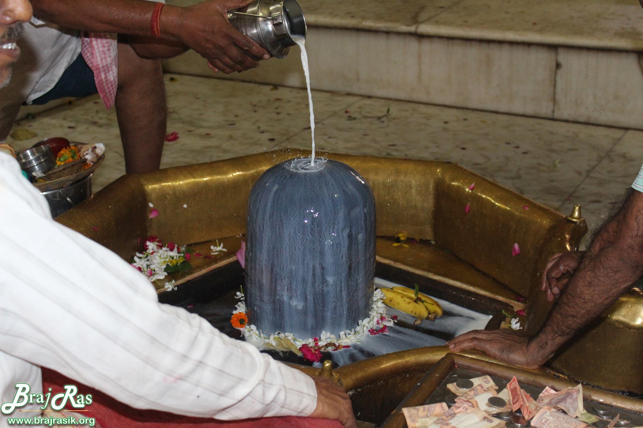 श्री गोपेश्वर अथवा गोपीश्वर महादेव, वृंदावन को दूध चढ़ाते भक्त