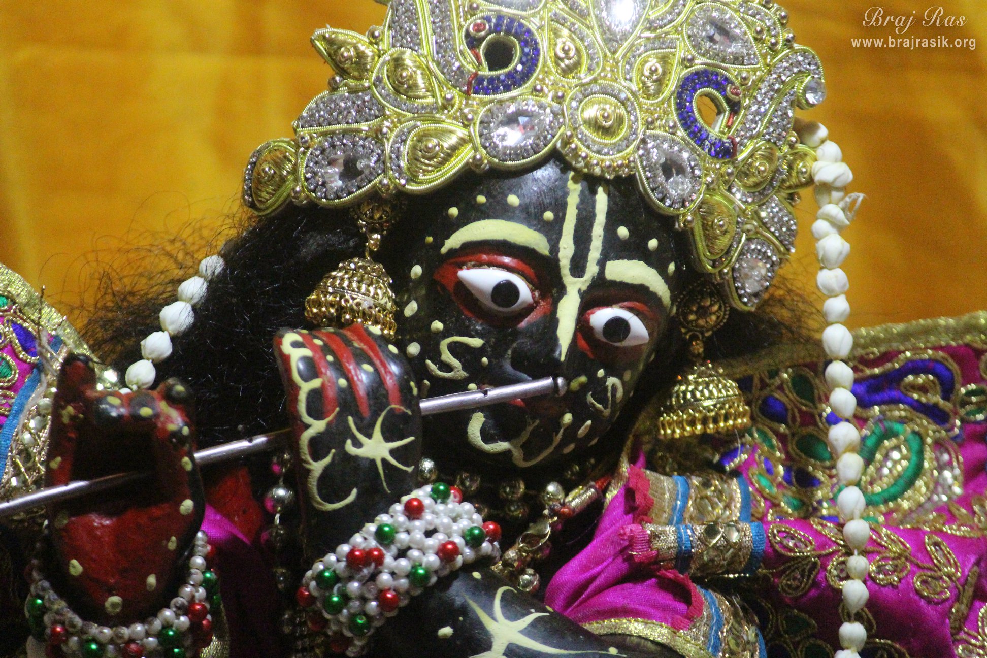 Close darshan of Shri Krishna at Shri Radha Gokulananda Temple, Vrindavan