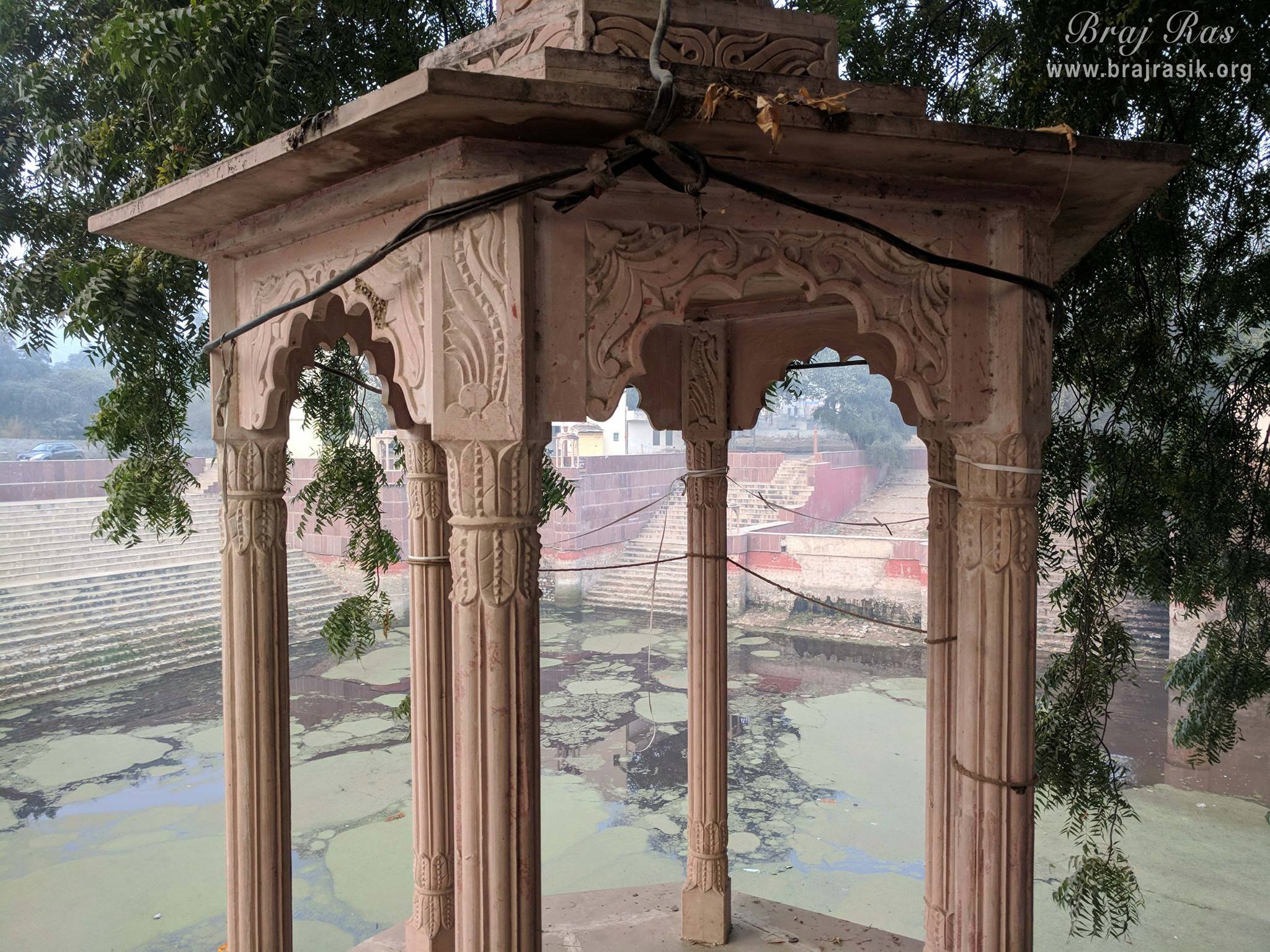 View of a resting place at Peeli Pokhar or Priya Kund, Barsana