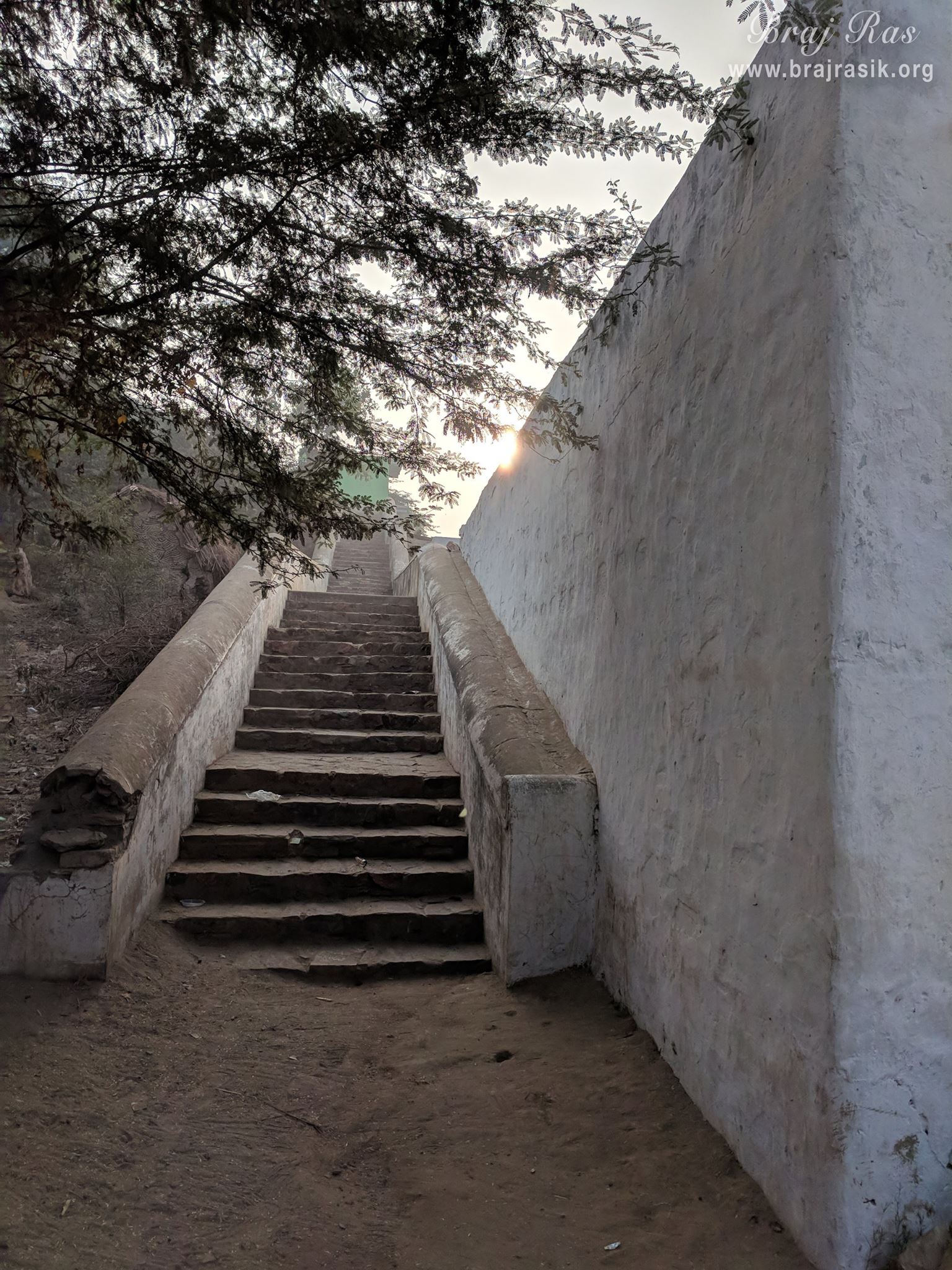 View of stairs going to the temple of Lalita Sakhi at Uncha Gaon - Lalita Sakhi's Village