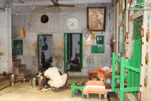 Inside view of temple at Jhadu Mandal, Vrindavan