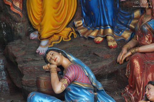 Charan Darshan of Shri Radha Krishna standing on Giriraj Ji at Rangeeli Mahal - Barsana