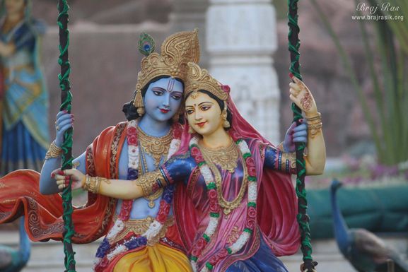 Half darshan of Shri Radha Krishna swinging pastimes at Rangeeli Mahal - Barsana