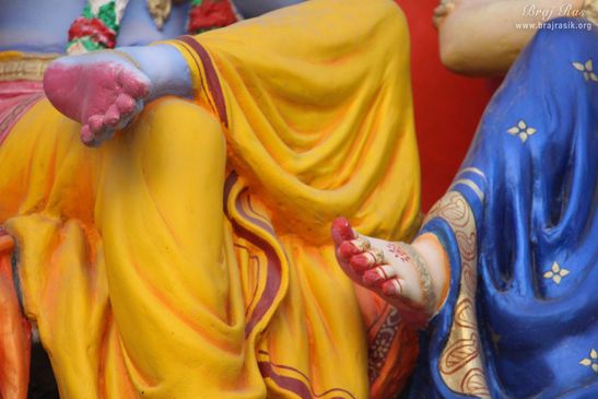 Charan darshan of both Shri Radha Krishna at Rangeeli Mahal - Barsana