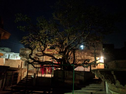 Night view of Chir Ghat or Cheer Ghat, Vrindavan