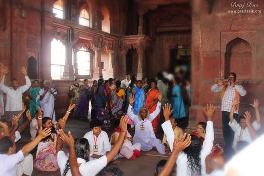 Devotees inside temple of Shri Govind Dev or Govinddev, Vrindavan