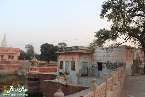 Cross view of nearby road and Prem Sarovar - Barsana