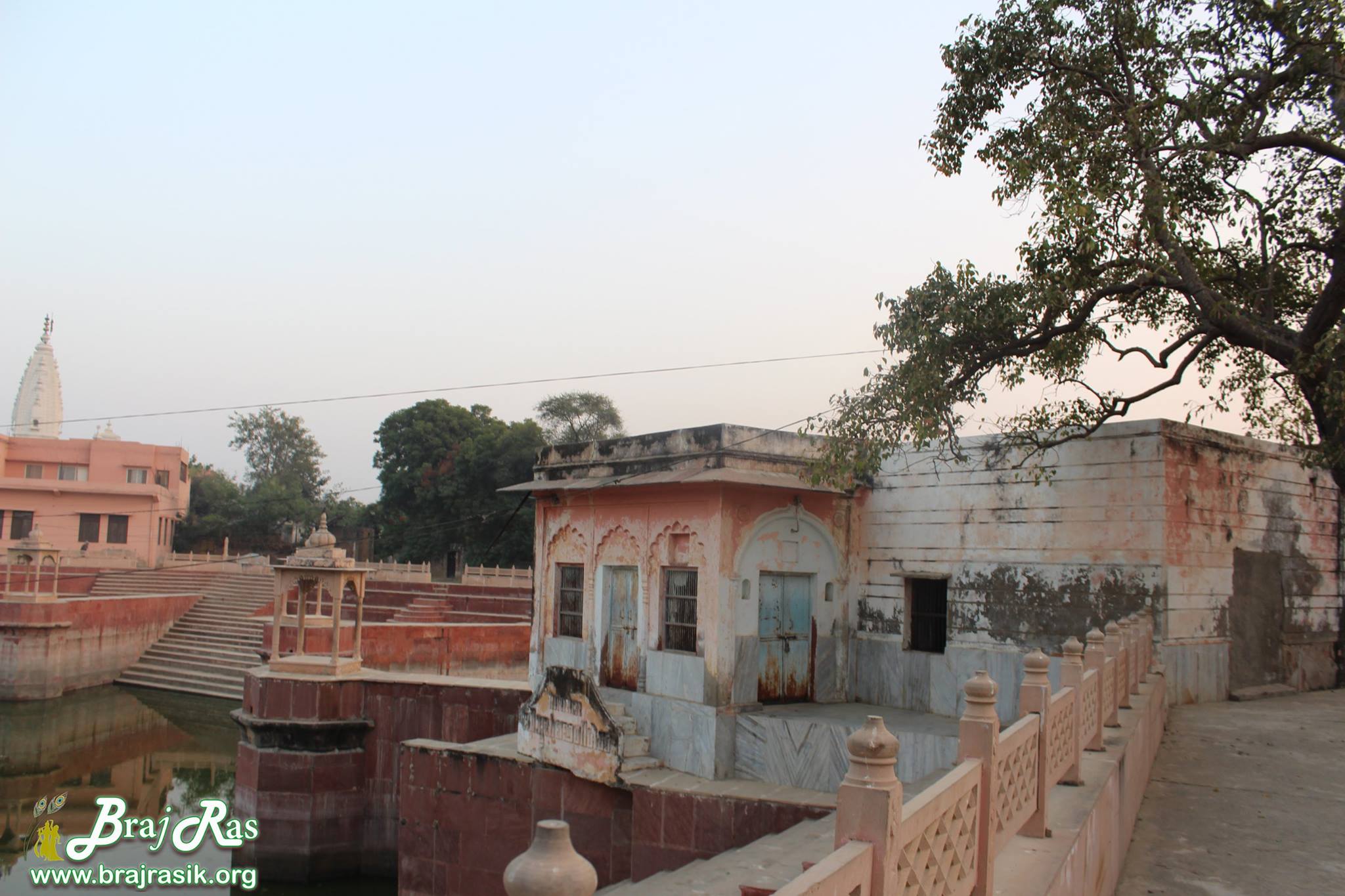 Cross view of nearby road and Prem Sarovar - Barsana