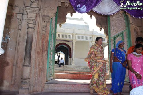 Devotees crossing gates of Temple at Nandgaon