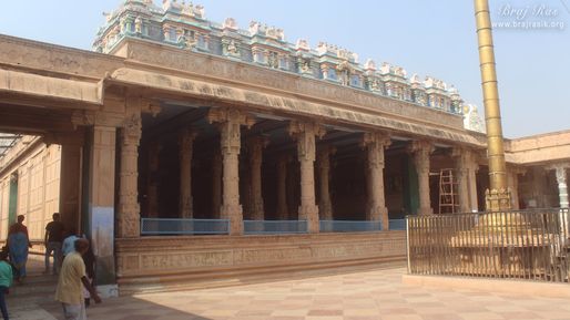 View of Temple and Garud Stambh at Shri Rangji Mandir, Vrindavan