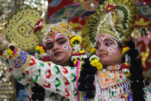 Darshan of Shri Radha Krishna dancing at Raas Leela Moments, Vrindavan