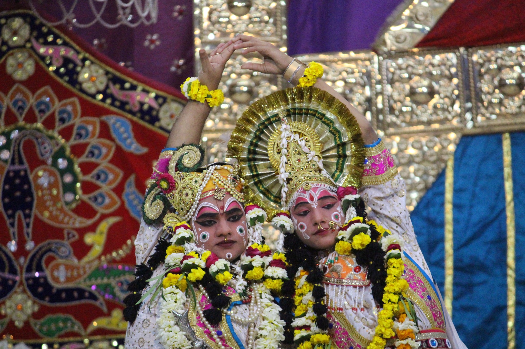 Beautiful darshan of Shri Radha Krishna in dancing form at Raas Leela Moments, Vrindavan