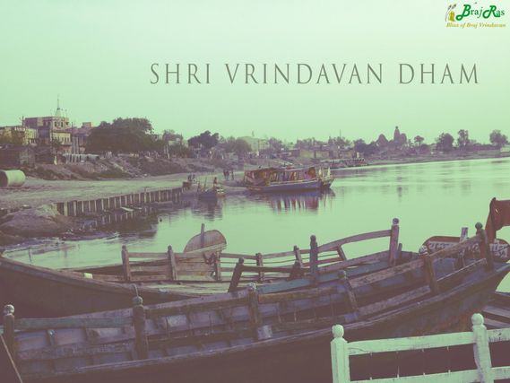 Desktop image wallpaper of Vrindavan Dham and Yamuna Devi.