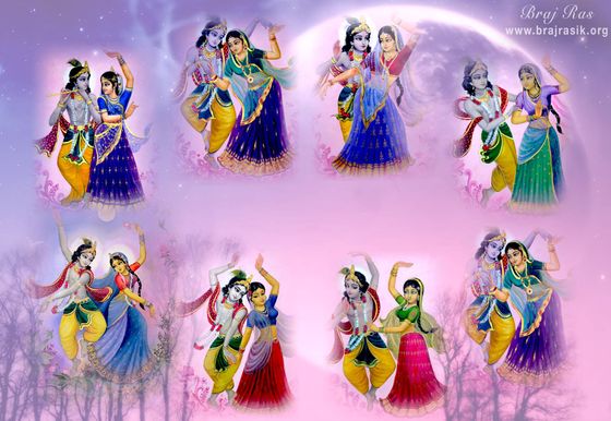 Checkout beautiful Wallpaper of various dancing steps of Radha Krishn. [Braj Ras desktop retouched wallpaper of Shri Radha Krishna]