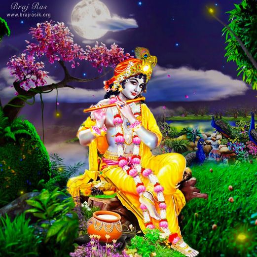 Another version of Shri Krishna's wallpaper shared previously. [Braj Ras desktop retouched wallpaper of Shri Radha Krishna]