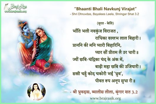 भाँति भली नवकुंज विराजत - श्री ध्रुवदास, ब्यालीस लीला, श्रृंगार शत 3.2