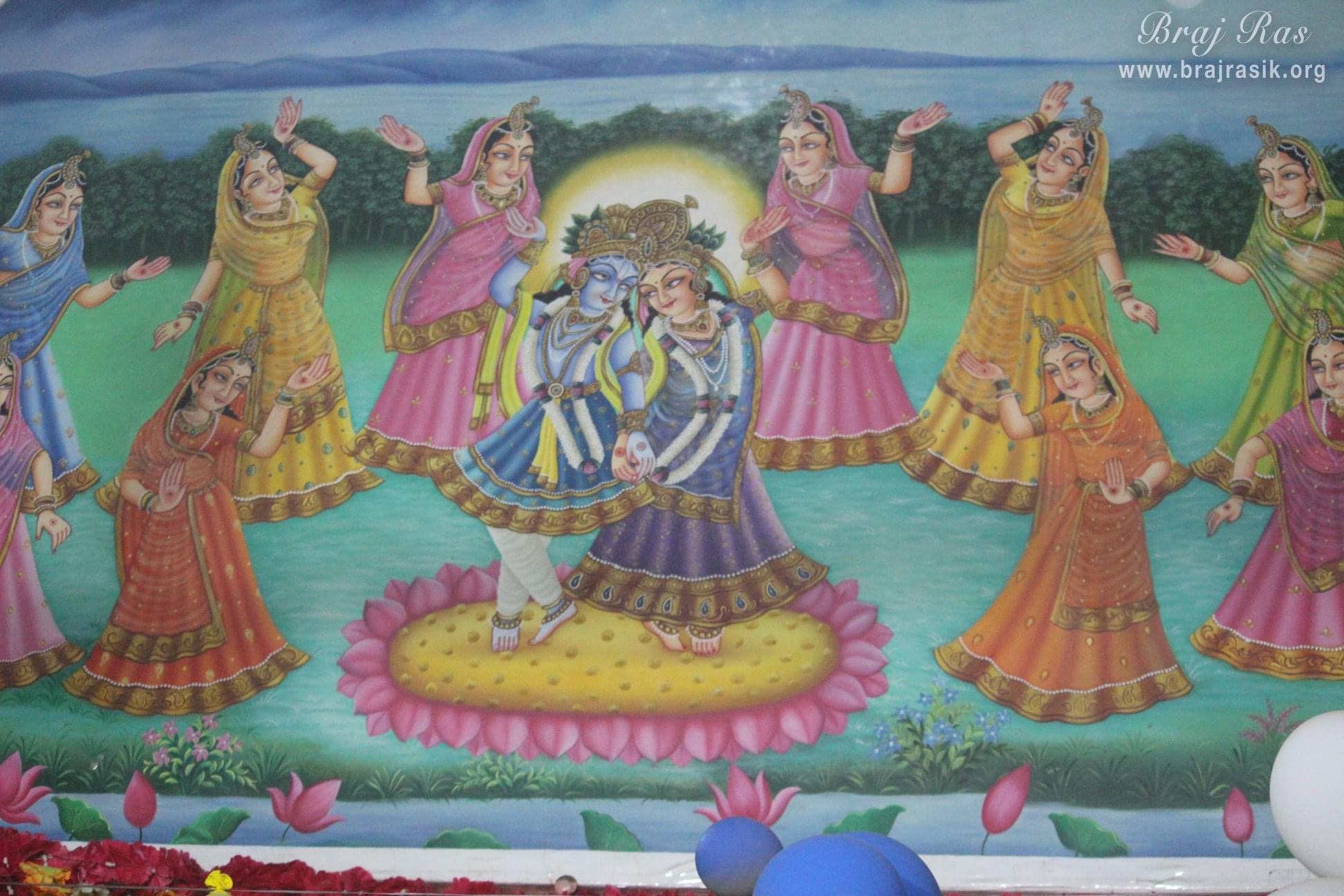 Ras leela painting at Old Ras Mandal or Hit Ras Mandal, Vrindavan.