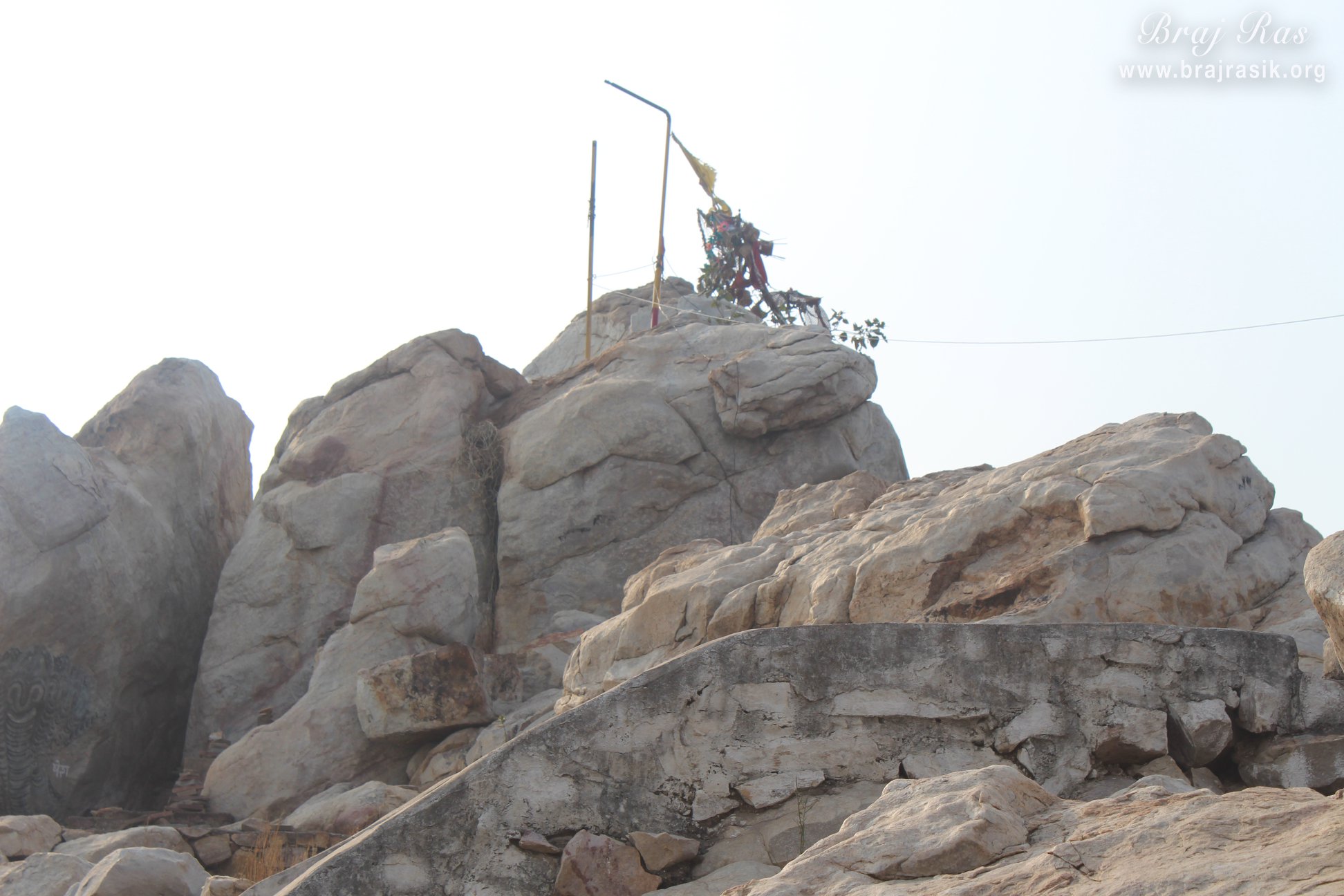Close view of the rocks on the hill at Shri Kedarnath, Braj.
