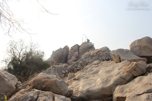 Distant view of the rocks on the hill at Shri Kedarnath, Braj.