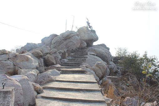 View of stairs on the hill at Shri Kedarnath, Braj.
