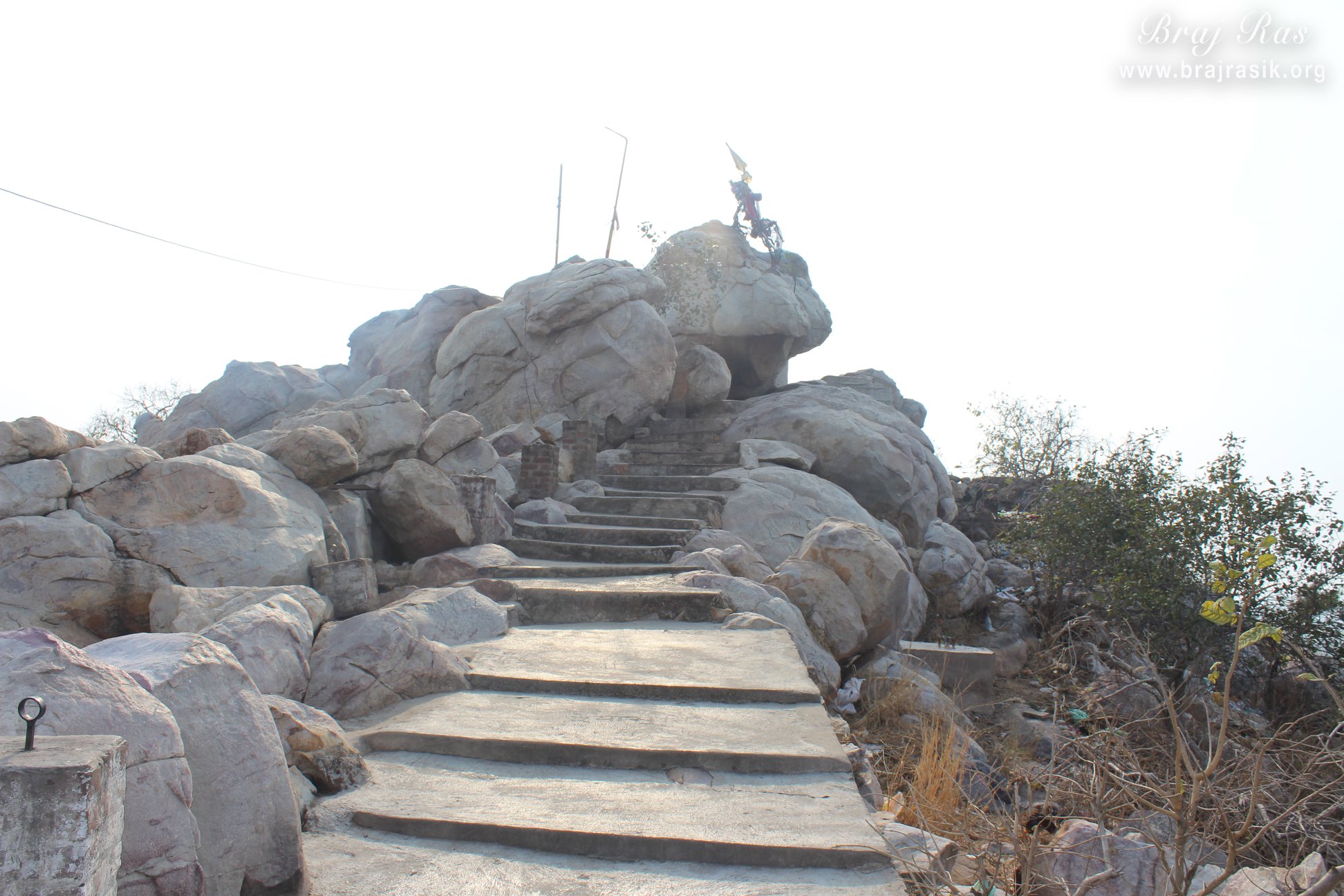 View of stairs on the hill at Shri Kedarnath, Braj.