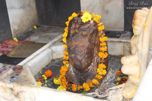 Close view of Lord Kedarnath on the hill at Shri Kedarnath, Braj.