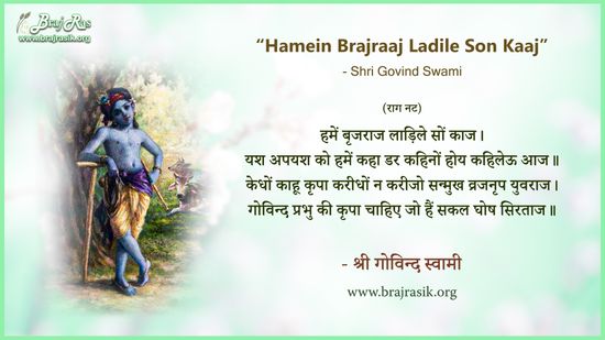Hamein Brajraaj Ladile Son Kaaj - Shri Govind Swami, Shri Govind Swami Ji Ki Vani (573)