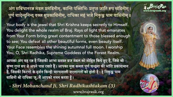 अंग सन्निधानरत्न मंडल प्रमंडिनीम् - श्री मोहनचंद जी, श्री राधिकाष्टकम (3)