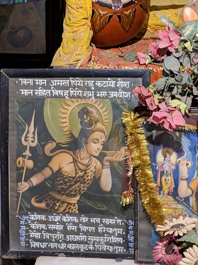 Portrait of Lord Shiva drinking poison at Mirabai Temple, Vrindavan