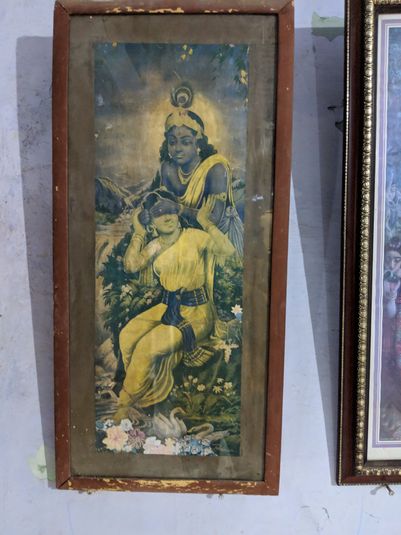 Old Portrait of Shri Radha Krishna at Mirabai Temple, Vrindavan