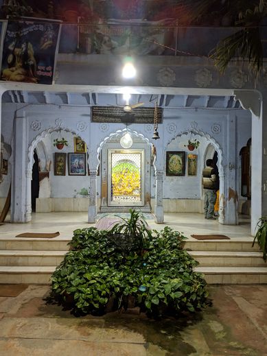 Nice Deity darshan from temples courtyard at Mirabai Temple, Vrindavan