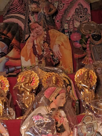 Photos of Kripalu Ji and other various saints and deities in Banke Bihari Gali