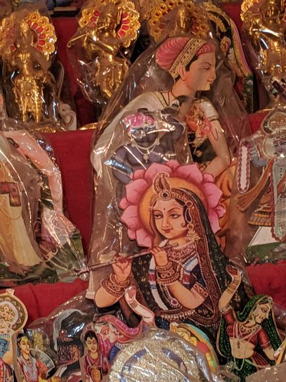 Photos of Shri Radha and Harivansh Mahaprabhu and other deities in Banke Bihari Gali