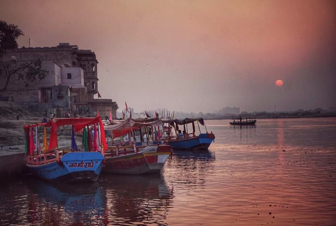 A sunset view on the banks of Shri Yamuna Ji, Vrindavan