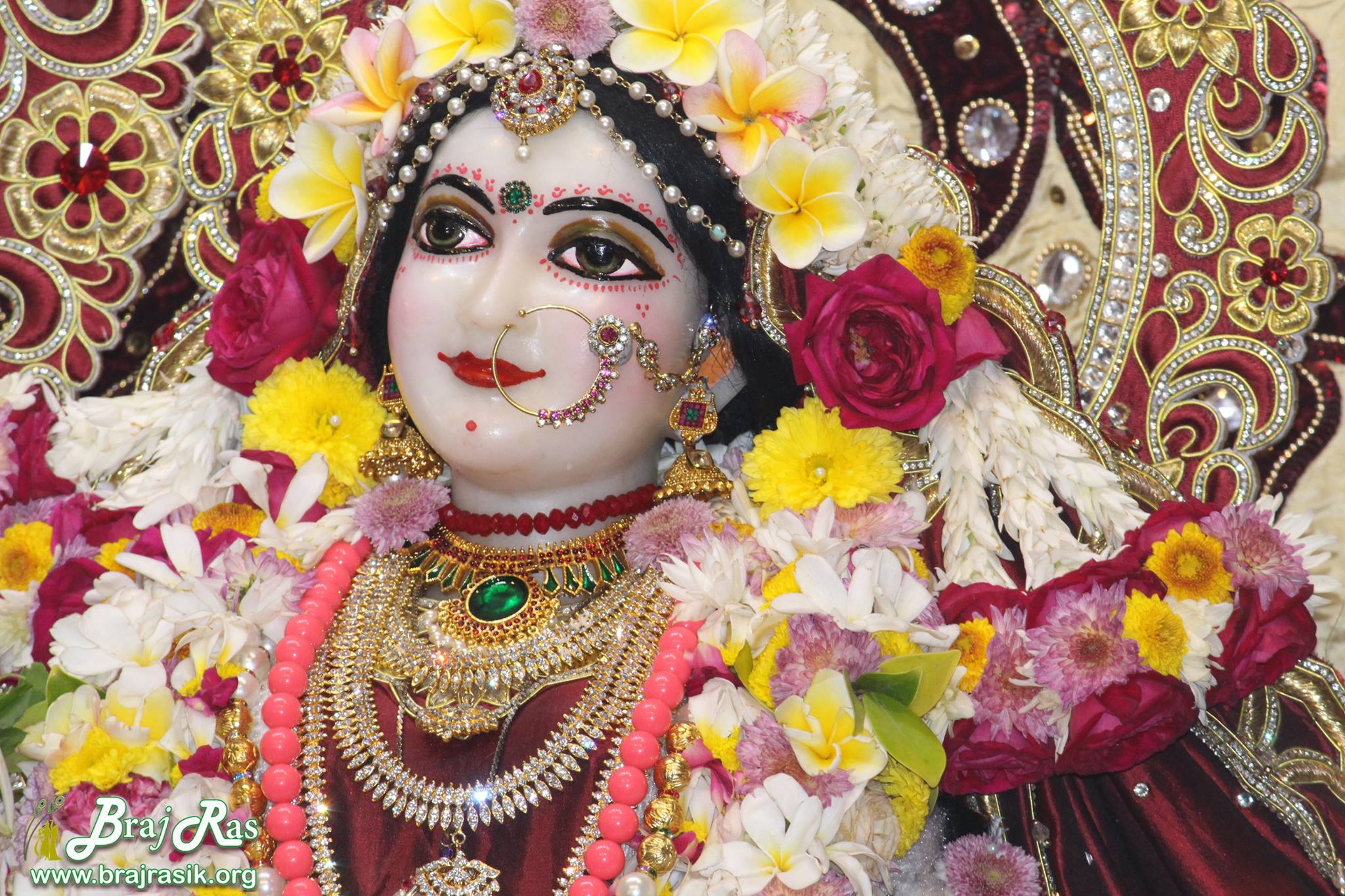 A close Darshan of Shri Radha standing beside Krishna in Krishna Balram Temple, Vrindavan ISKCON