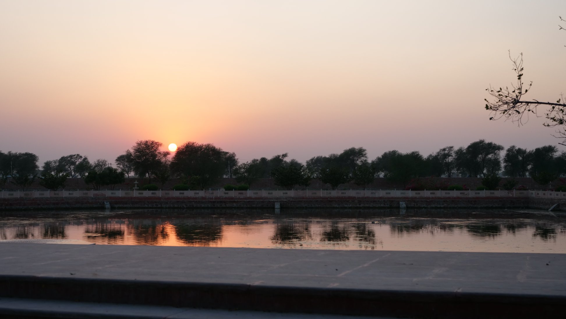 A sunset view of Maan Sarovar or Mana Sarovar