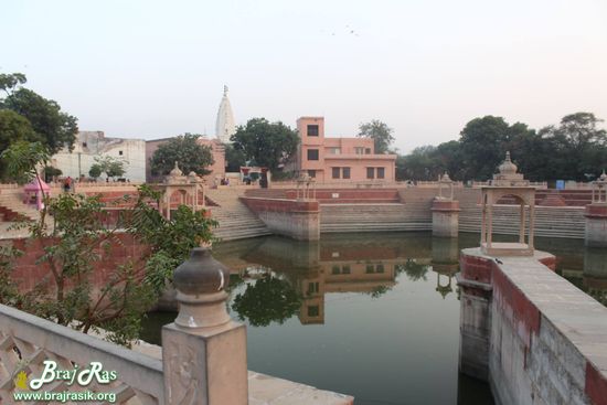 An evening view of Prem Sarovar from parikrama marg at Prem Sarovar - Barsana