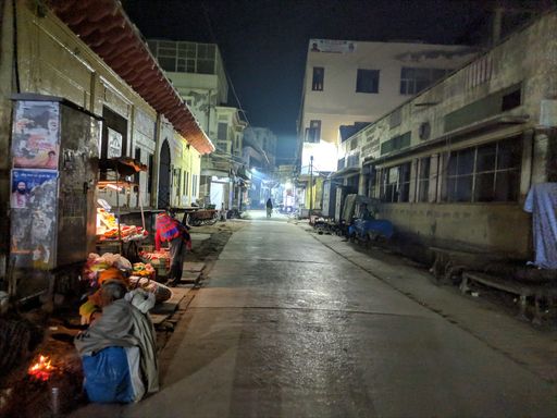 Night view of Banke Bihari Gali from Vidyapeeth Chauraha in Vrindavan