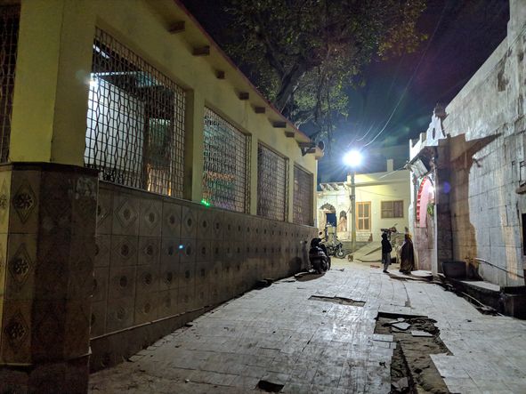 Night view of Old Raas Mandal in Vrindavan