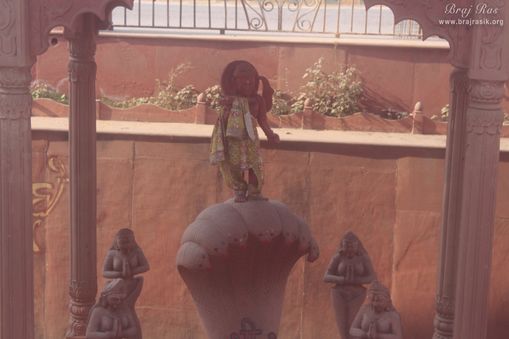 Front darshan of Shri Krishna dancing on the hood of Kaliya Serpent in Kaliya Deh or Kaliya Ghat, Vrindavan